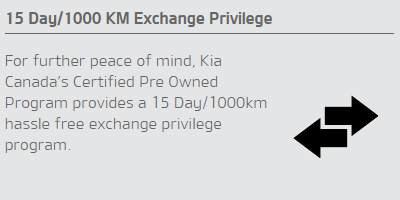 15 Day/1000 KM Exchange Privilege 15 Day/1000 KM Exchange Privilege